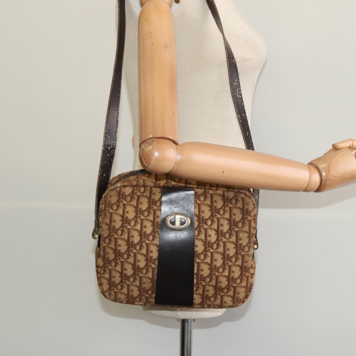 Christian Dior Trotter Canvas Shoulder Bag Brown Auth BD734