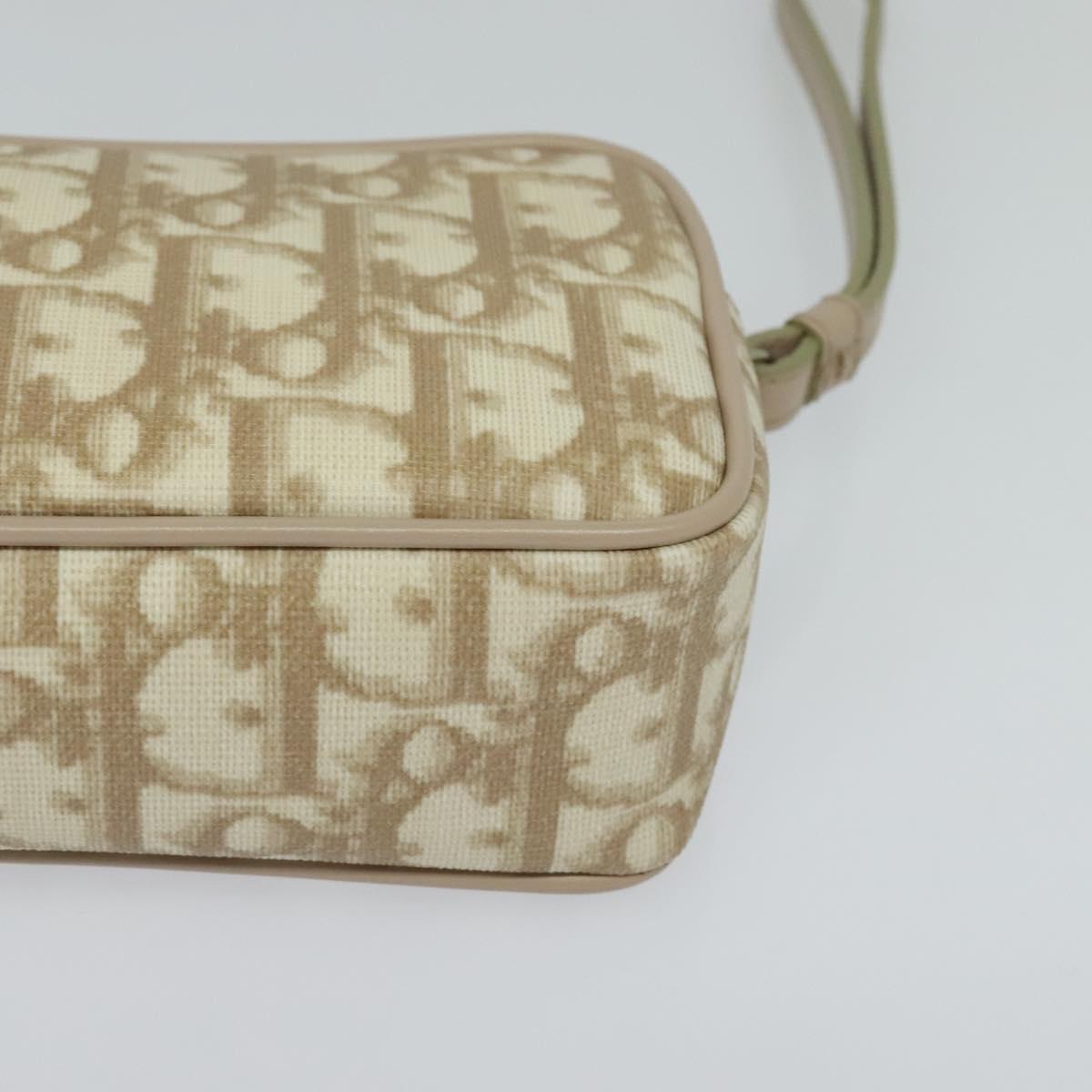 Christian Dior Romantic Pouch PVC Leather Beige Auth BD735