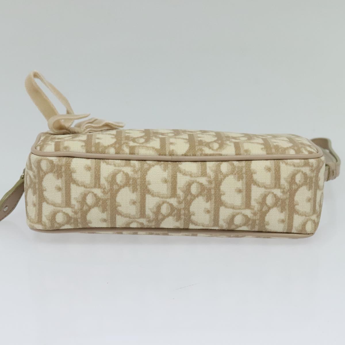 Christian Dior Romantic Pouch PVC Leather Beige Auth BD735