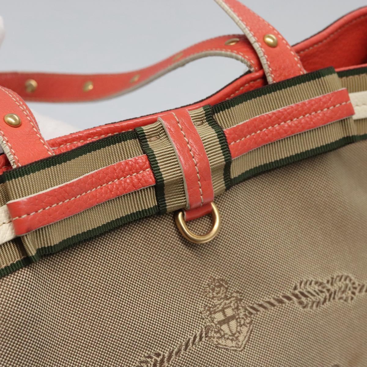 PRADA Tote Bag Canvas Beige Auth BD737