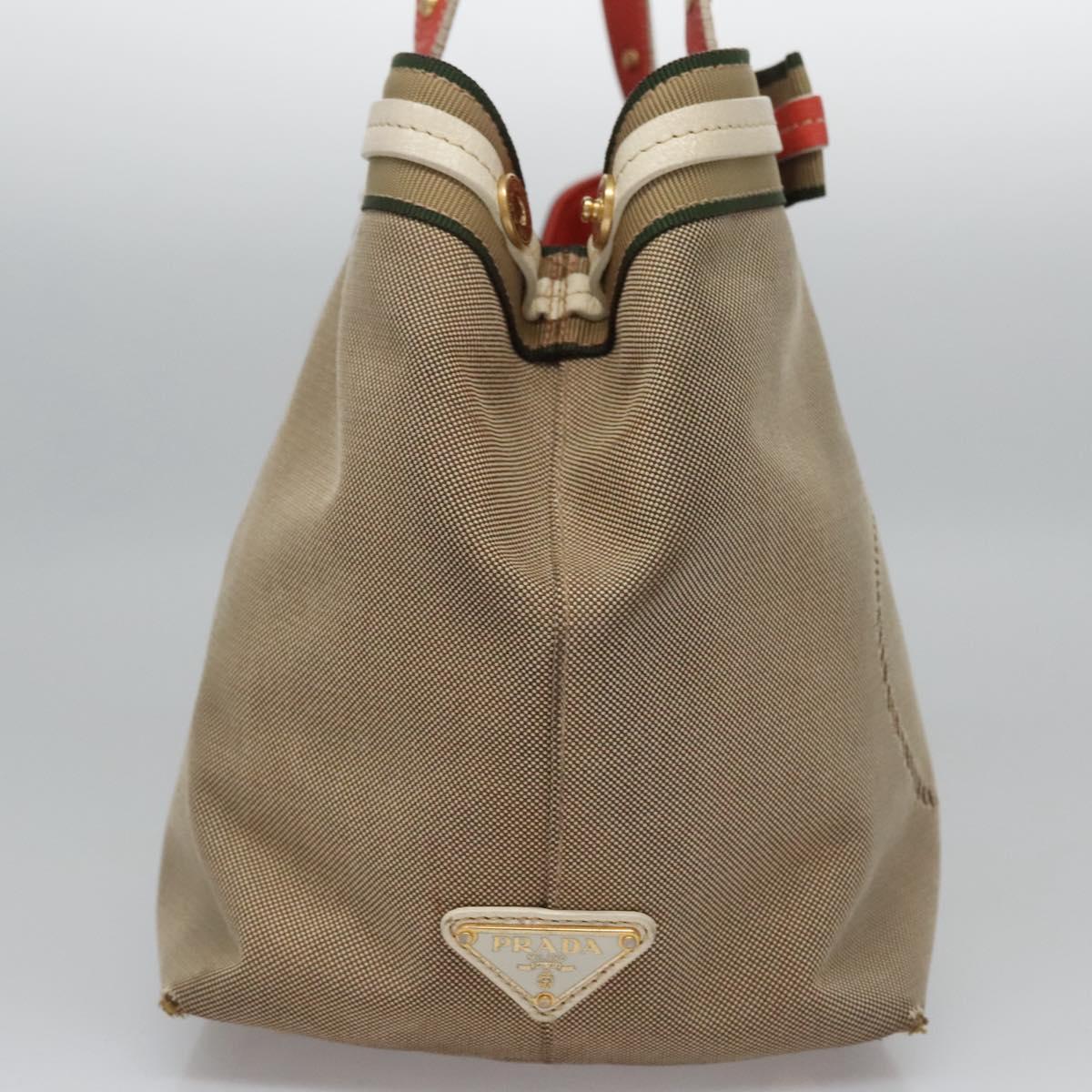 PRADA Tote Bag Canvas Beige Auth BD737
