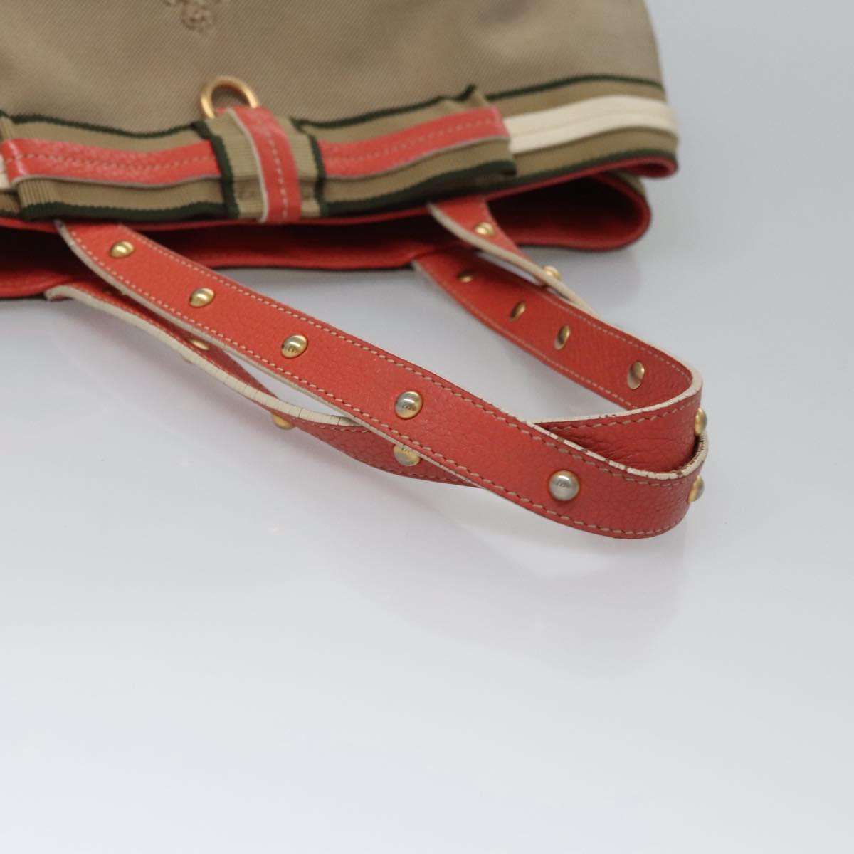 PRADA Tote Bag Canvas Beige Auth BD737