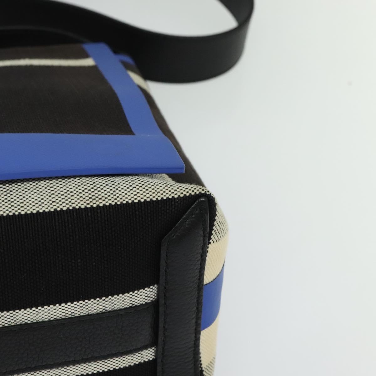 BURBERRY Shoulder Bag Canvas Black Blue Auth BD741V