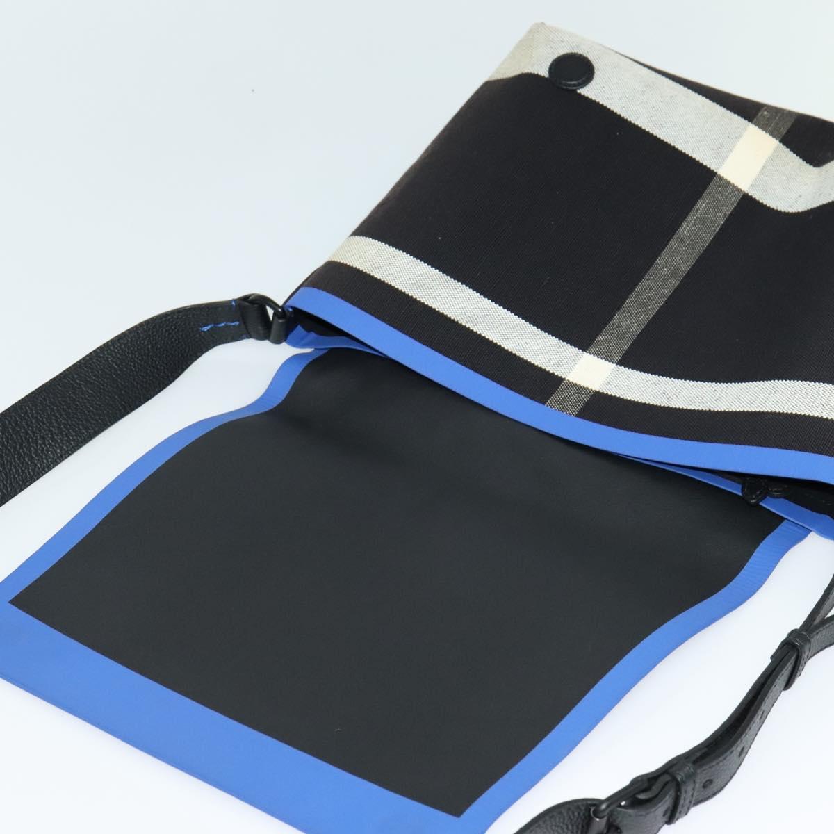 BURBERRY Shoulder Bag Canvas Black Blue Auth BD741V