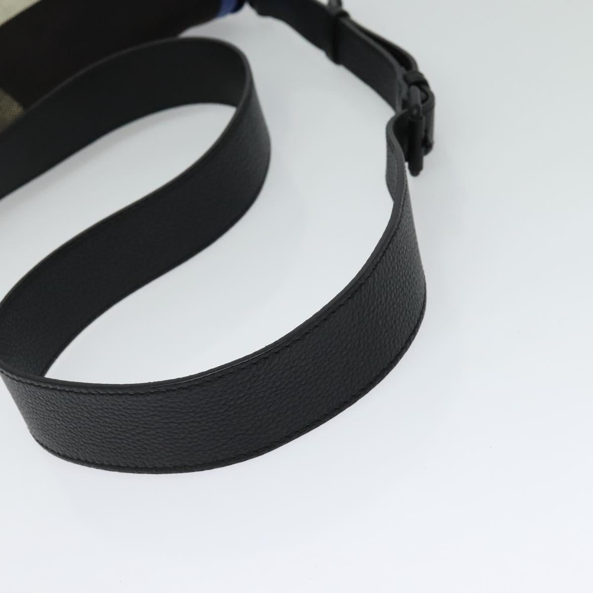 BURBERRY Shoulder Bag Canvas Black Blue Auth BD741V