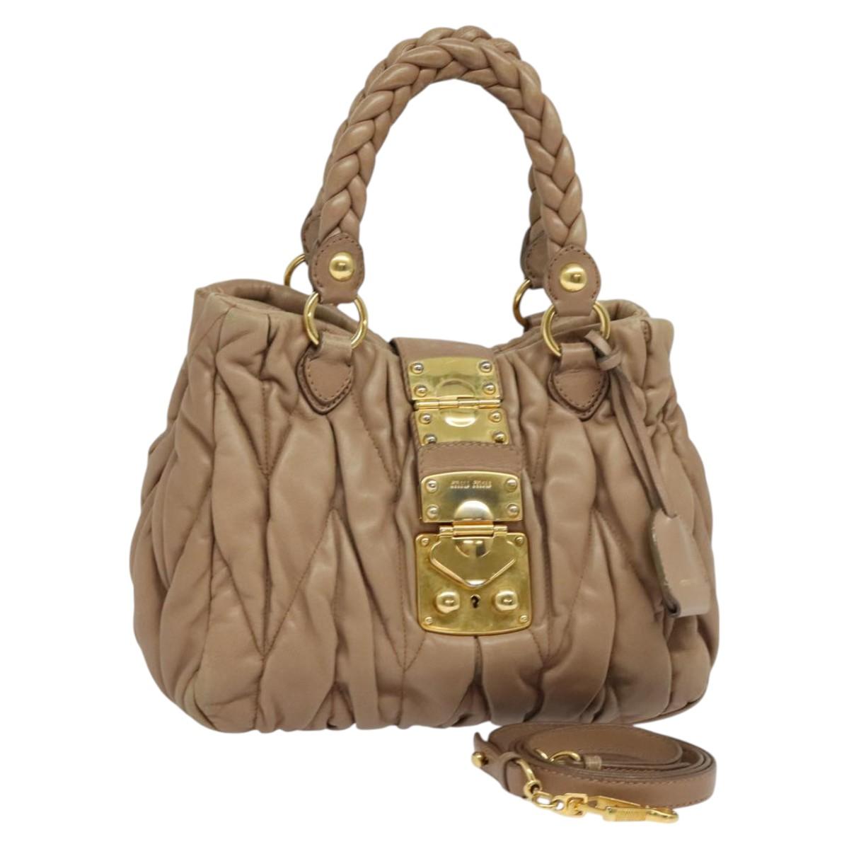 Miu Miu Hand Bag Leather 2way Pink Auth BD742