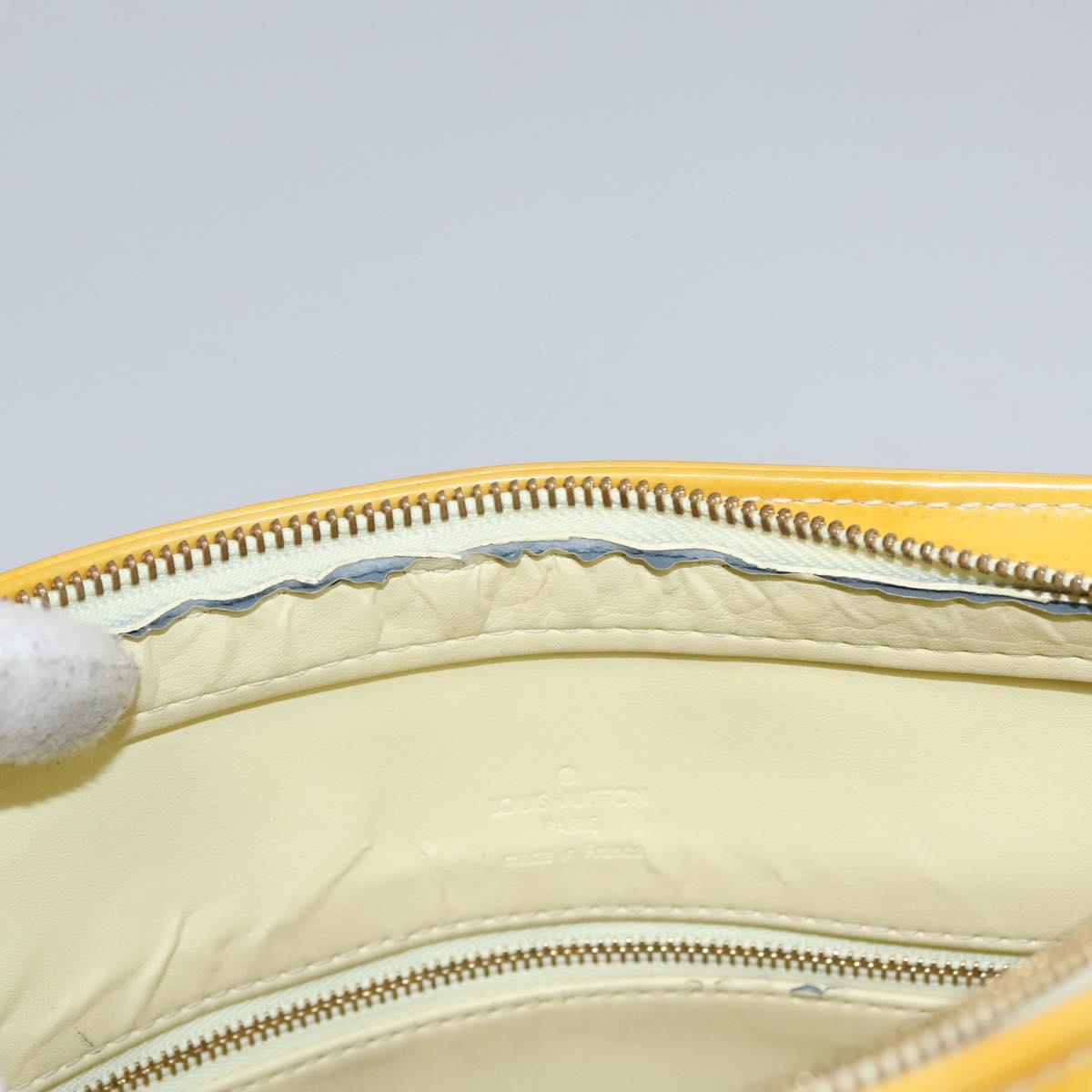 LOUIS VUITTON Monogram Vernis Houston Hand Bag Lime Yellow M91055 LV Auth BD751