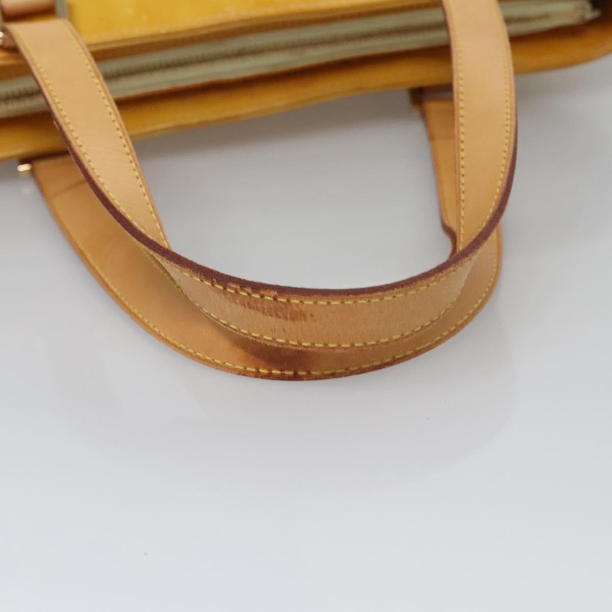 LOUIS VUITTON Monogram Vernis Houston Hand Bag Lime Yellow M91055 LV Auth BD751