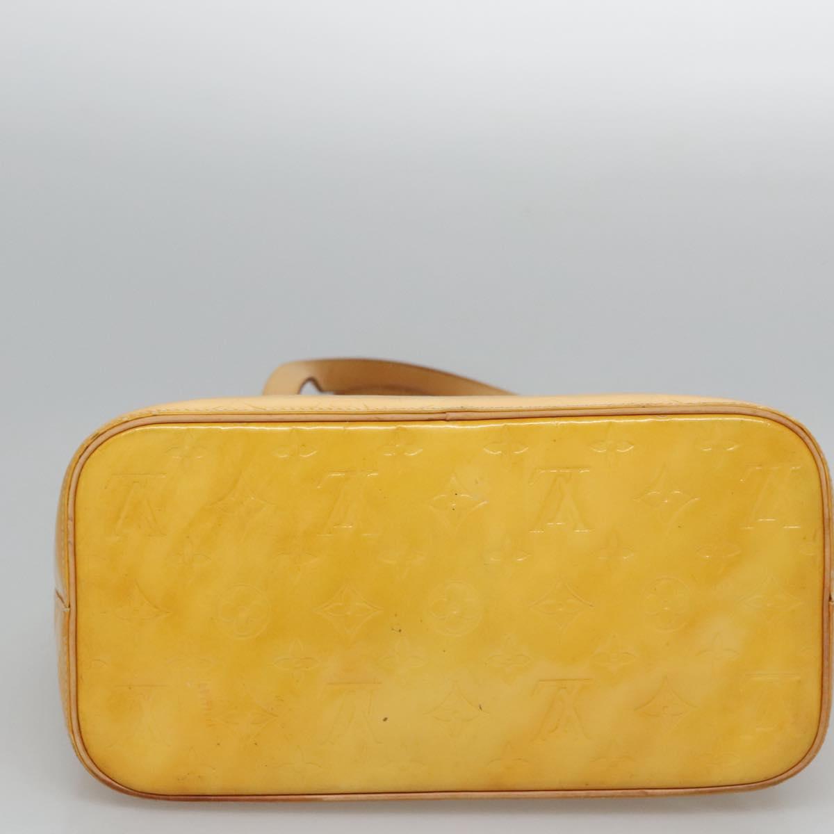 LOUIS VUITTON Monogram Vernis Houston Hand Bag Lime Yellow M91055 LV Auth BD751