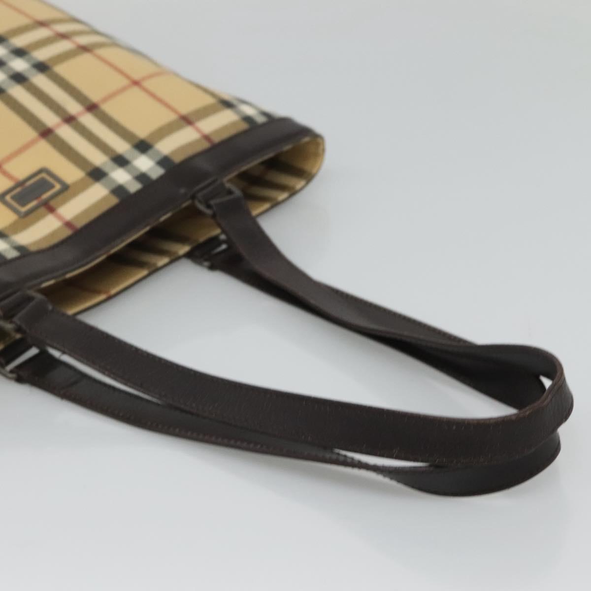 BURBERRY Nova Check Tote Bag PVC Beige Brown Auth BD761