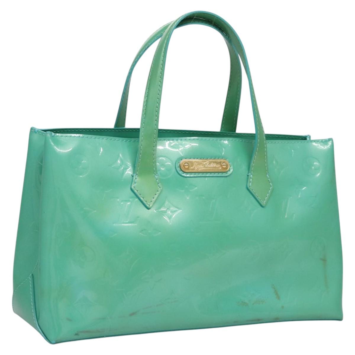 LOUIS VUITTON Monogram Vernis Wilshire PM Hand Bag Blue Lagon M91724 Auth BD768