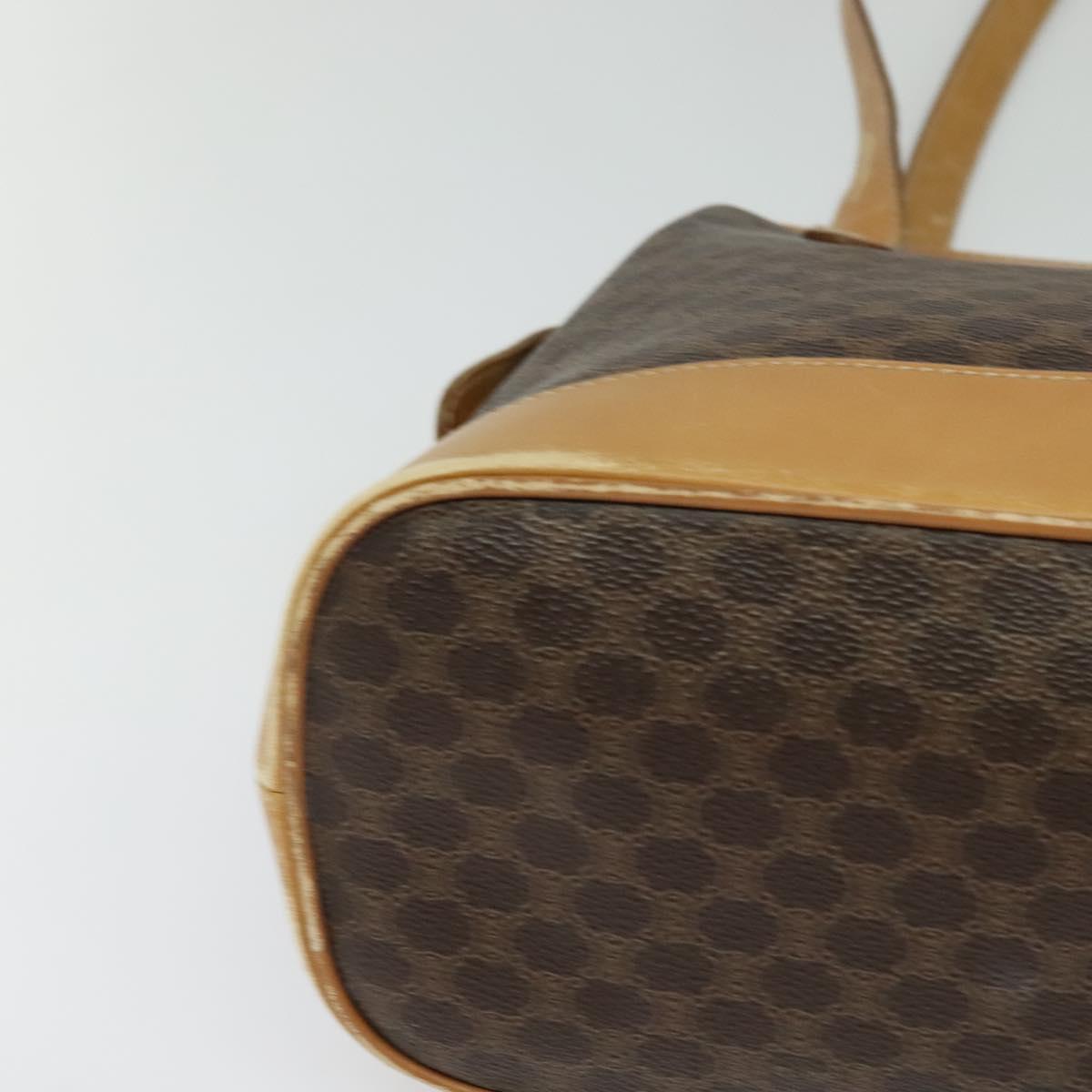 CELINE Macadam Canvas Cicada Shoulder Bag PVC Leather Brown Gold Auth BD771