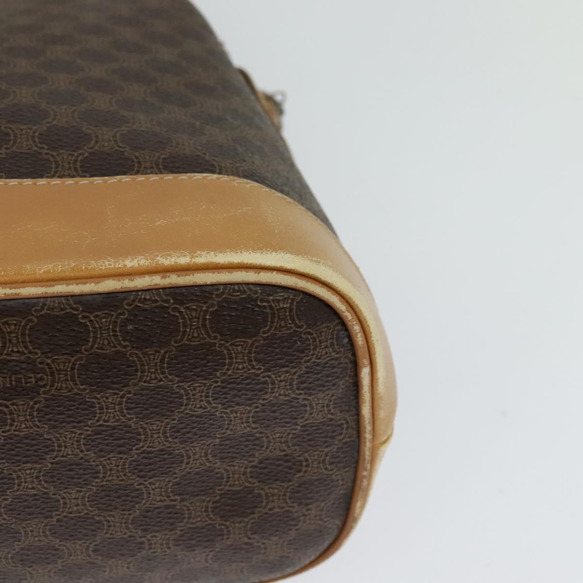 CELINE Macadam Canvas Cicada Shoulder Bag PVC Leather Brown Gold Auth BD771