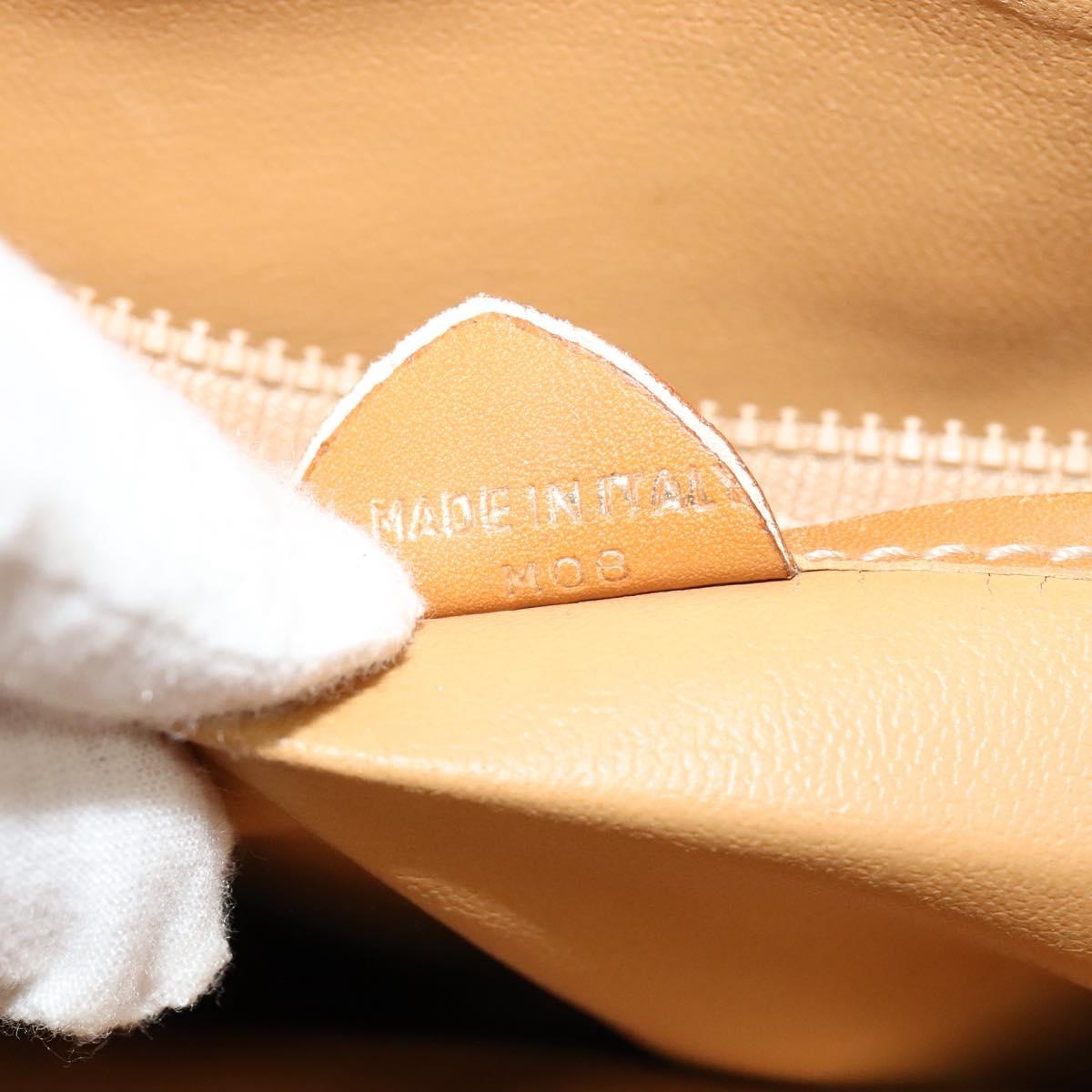 CELINE Macadam Canvas Cicada Shoulder Bag PVC Leather Brown Gold Auth BD771