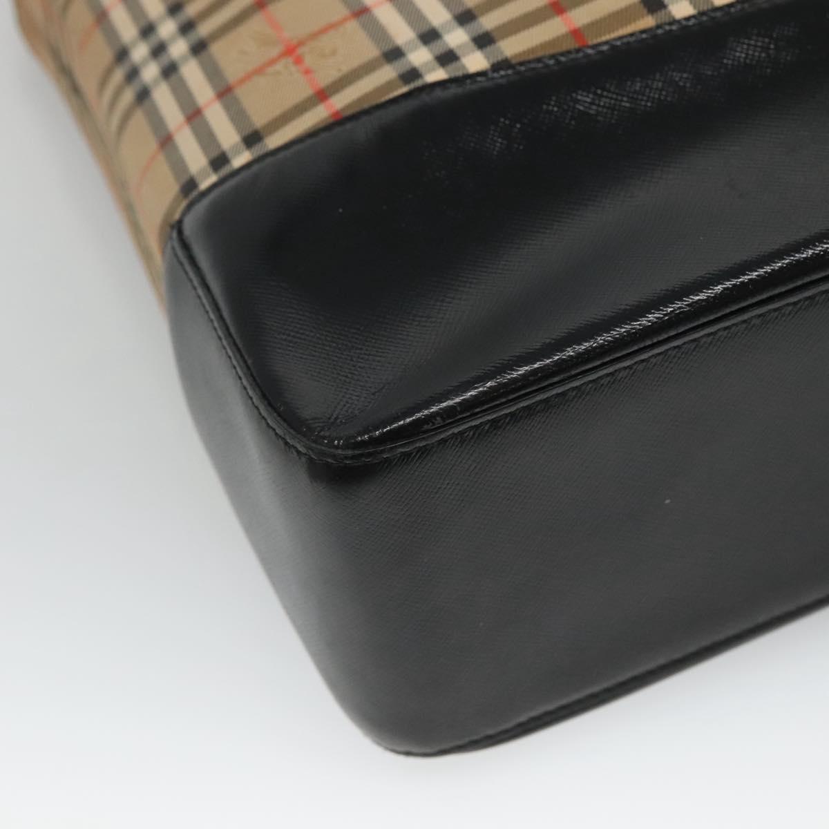 BURBERRY Nova Check Tote Bag Canvas Beige Gold Auth BD772