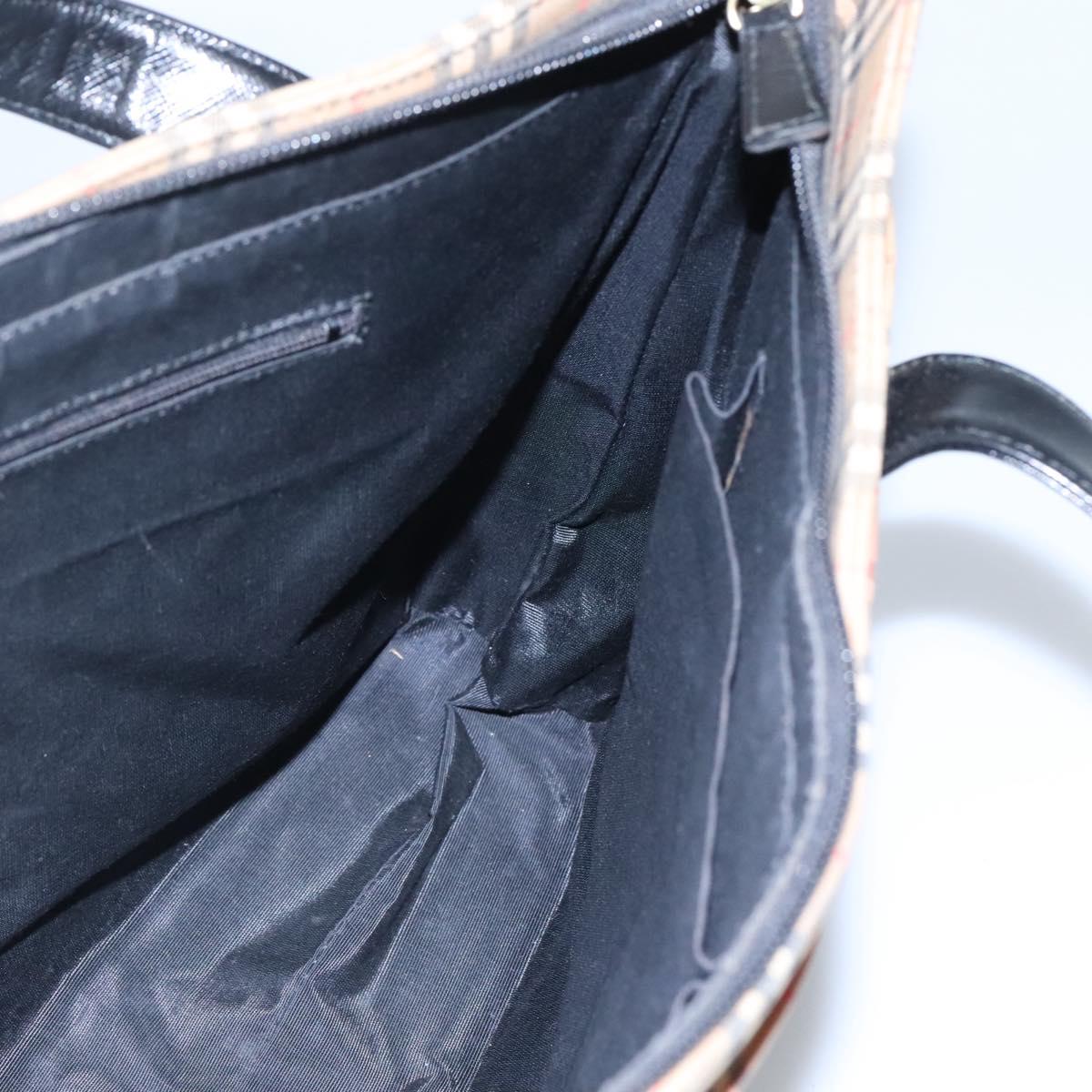 BURBERRY Nova Check Tote Bag Canvas Beige Gold Auth BD772