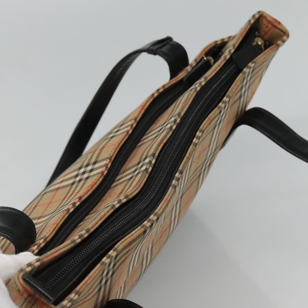 BURBERRY Nova Check Tote Bag Canvas Beige Gold Auth BD772