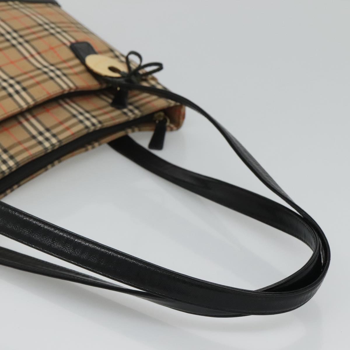 BURBERRY Nova Check Tote Bag Canvas Beige Gold Auth BD772