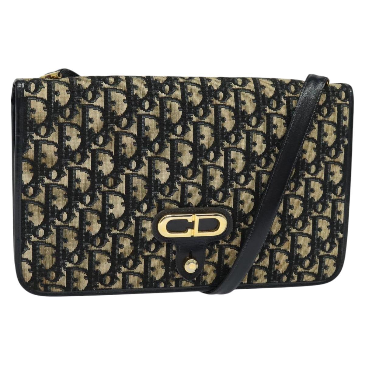 Christian Dior Trotter Canvas Shoulder Bag Navy Auth BD773