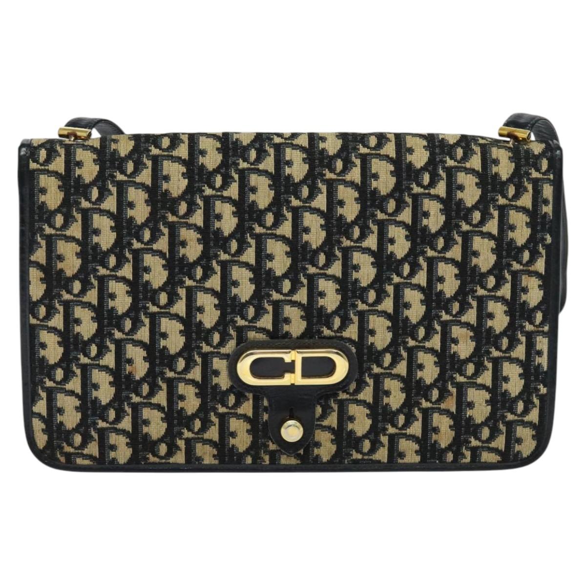 Christian Dior Trotter Canvas Shoulder Bag Navy Auth BD773