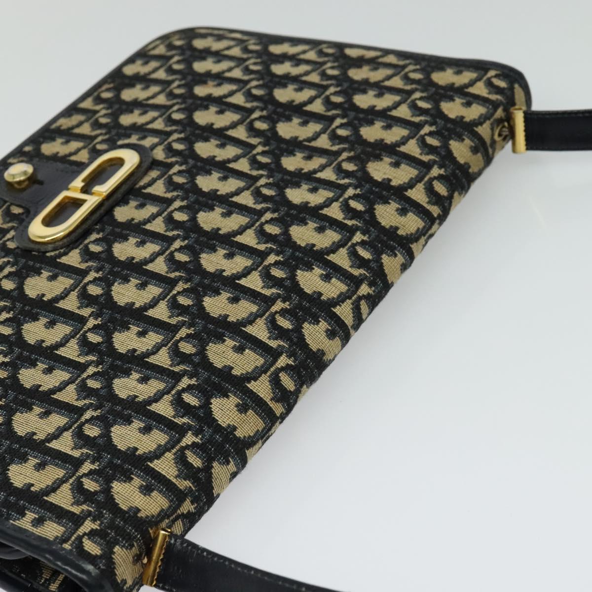 Christian Dior Trotter Canvas Shoulder Bag Navy Auth BD773