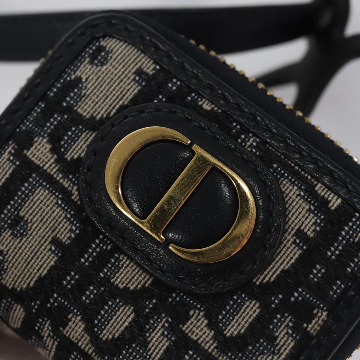 Christian Dior Trotter Canvas Oblique Phone Holder Airpods Case Navy Auth BD790V