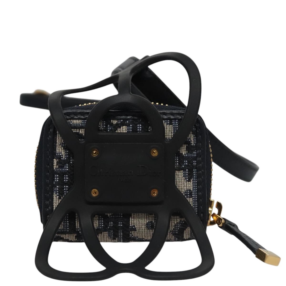 Christian Dior Trotter Canvas Oblique Phone Holder Airpods Case Navy Auth BD790V