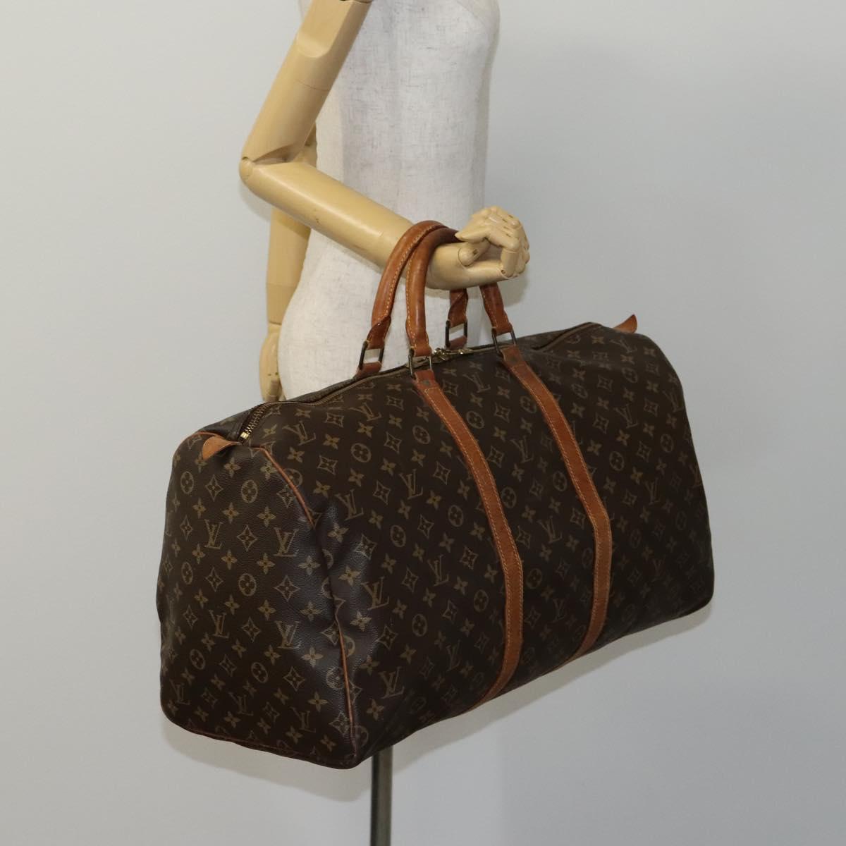 LOUIS VUITTON Monogram Keepall 55 Boston Bag M41424 LV Auth BD799