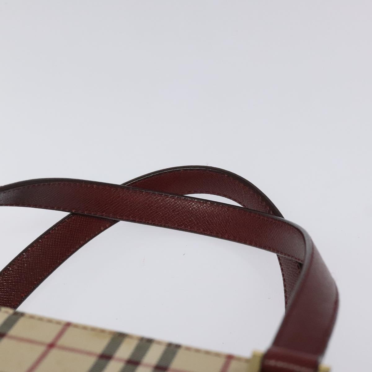 BURBERRY Nova Check Hand Bag Canvas Leather Beige Gold Auth BD809