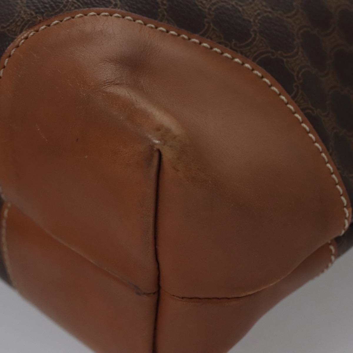 CELINE Macadam Canvas Hand Bag PVC Leather Gold Brown Auth BD816