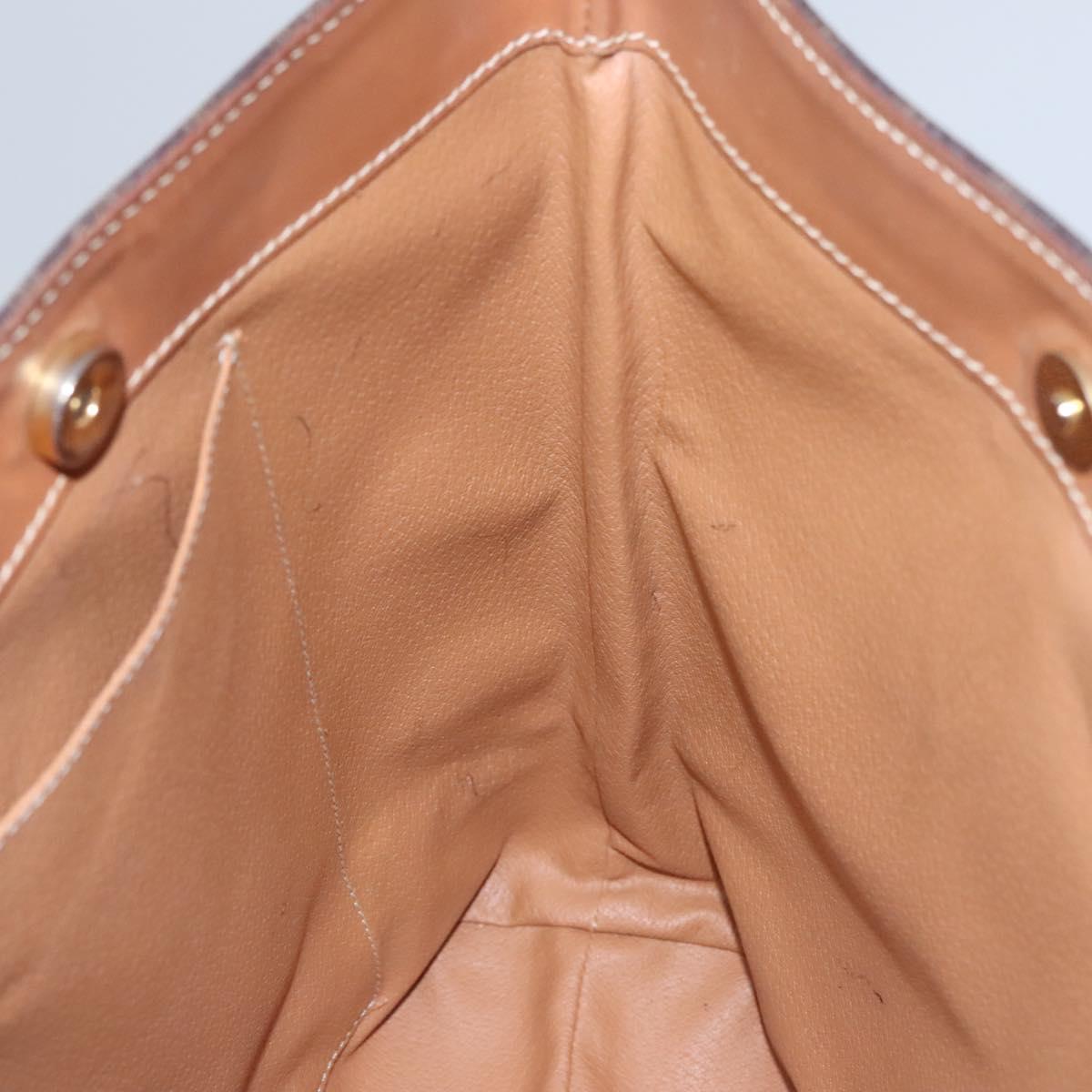 CELINE Macadam Canvas Hand Bag PVC Leather Gold Brown Auth BD816