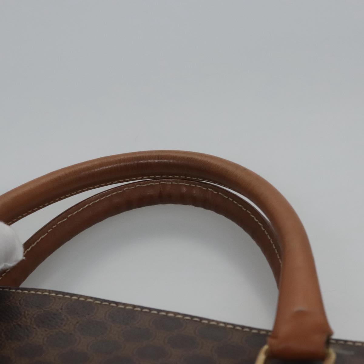 CELINE Macadam Canvas Hand Bag PVC Leather Gold Brown Auth BD816