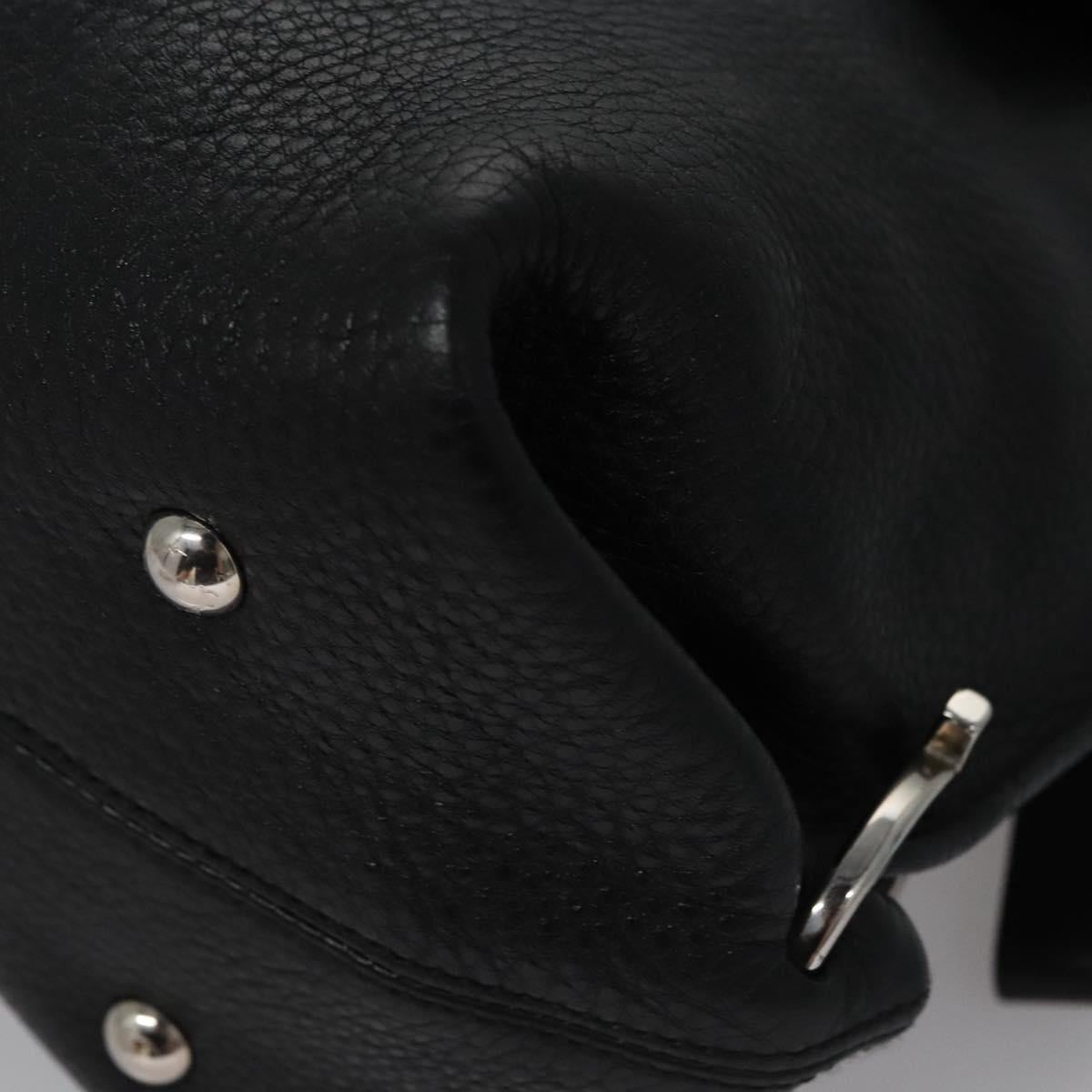 Salvatore Ferragamo Gancini Hand Bag Leather Black Silver Auth BD817