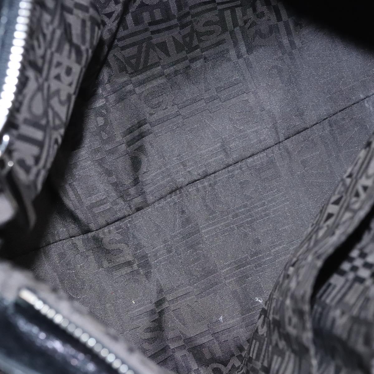 Salvatore Ferragamo Gancini Hand Bag Leather Black Silver Auth BD817