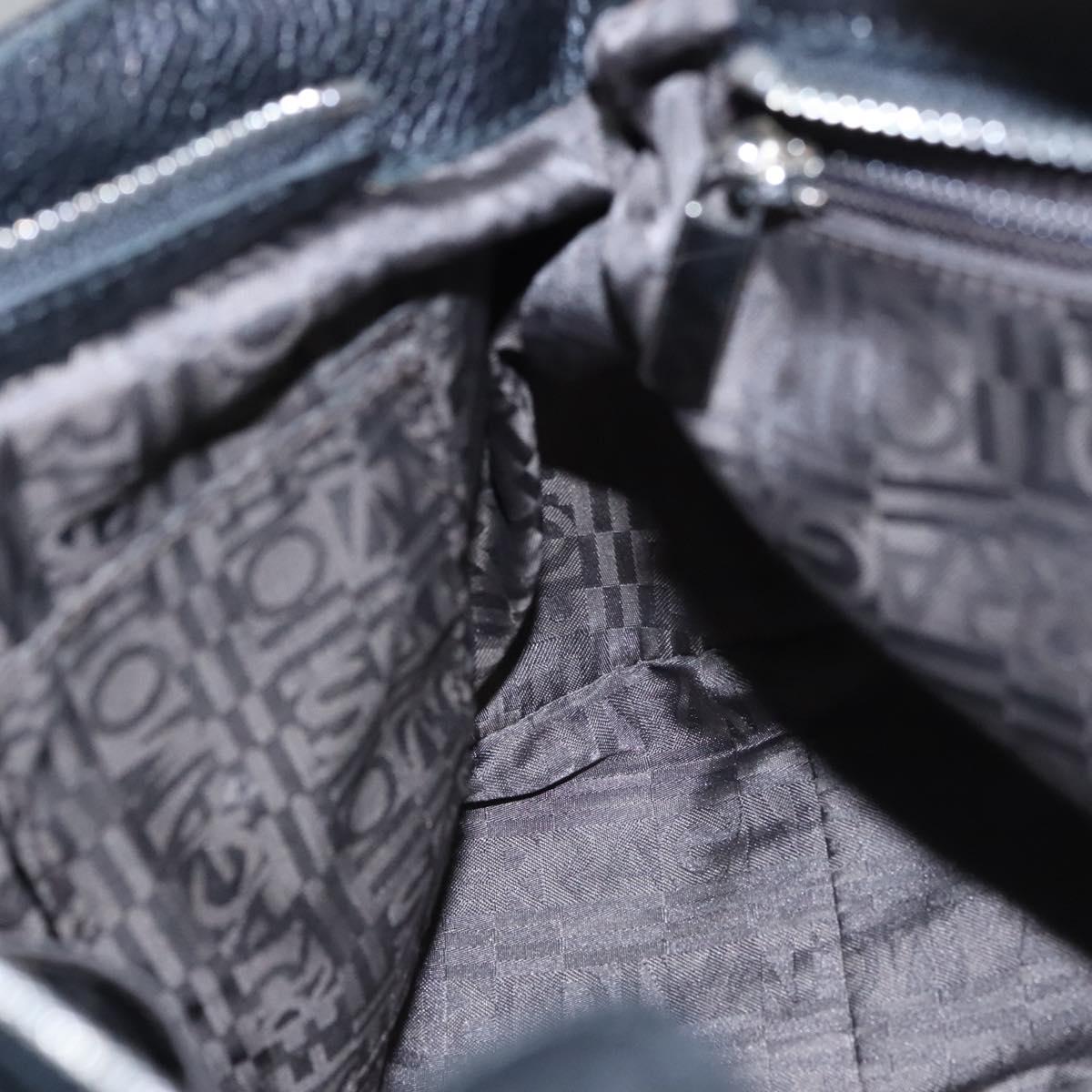 Salvatore Ferragamo Gancini Hand Bag Leather Black Silver Auth BD817