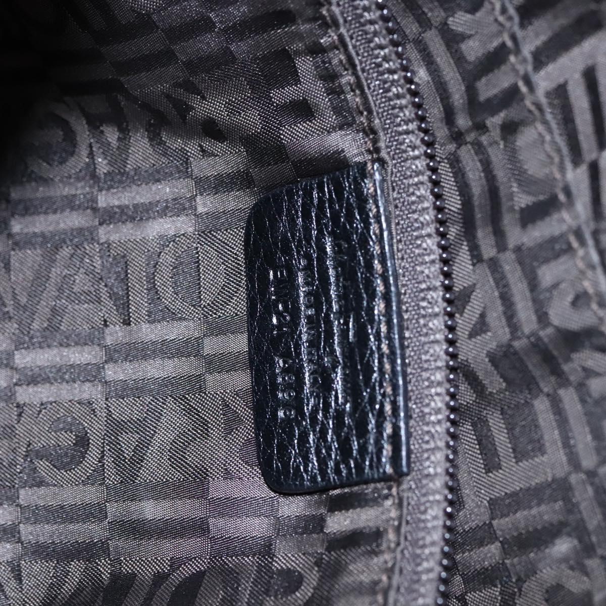 Salvatore Ferragamo Gancini Hand Bag Leather Black Silver Auth BD817