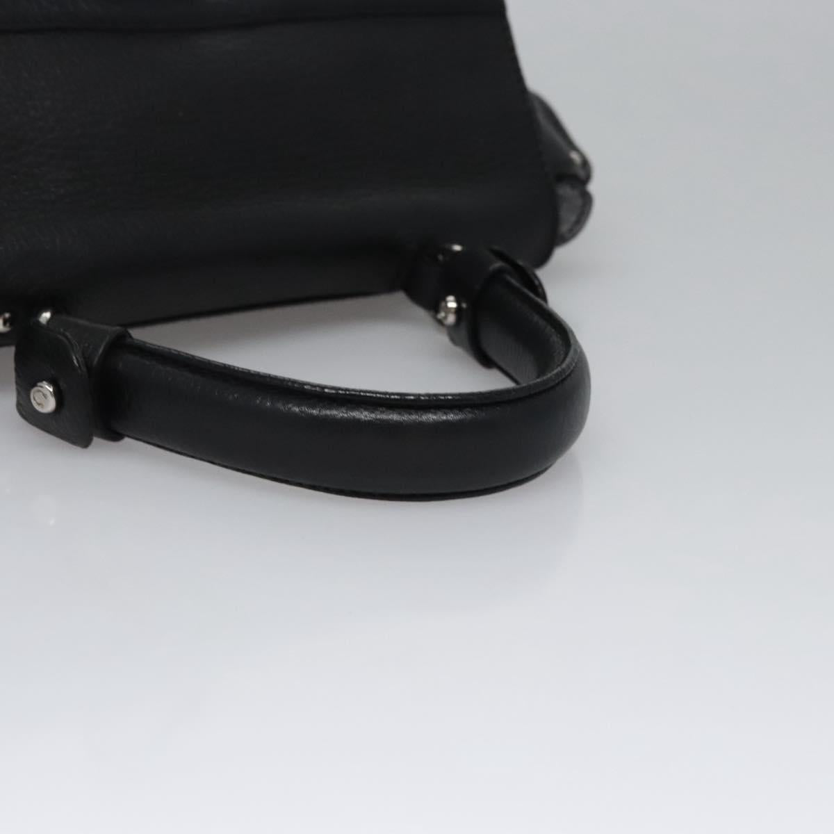 Salvatore Ferragamo Gancini Hand Bag Leather Black Silver Auth BD817