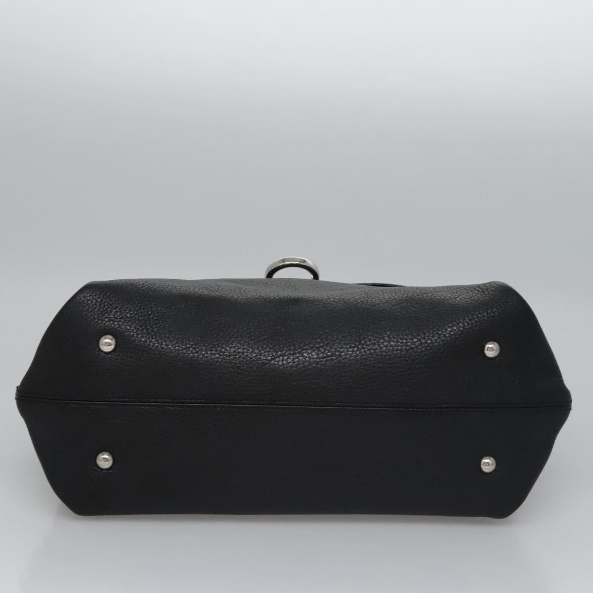 Salvatore Ferragamo Gancini Hand Bag Leather Black Silver Auth BD817