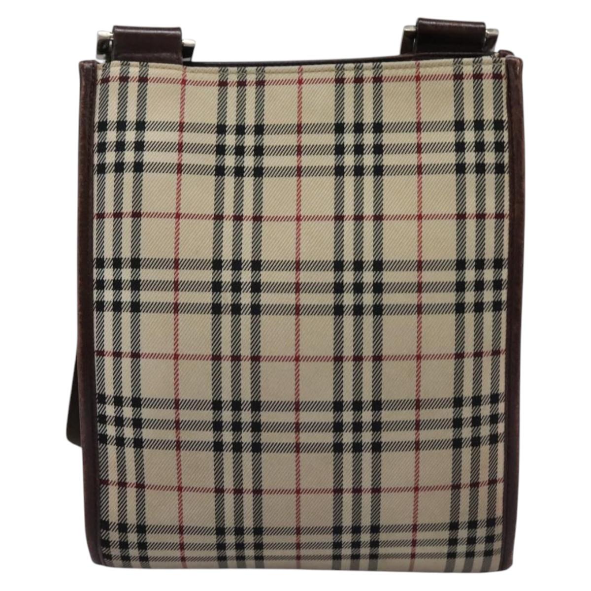 BURBERRY Nova Check Shoulder Bag Canvas Beige Auth BD829