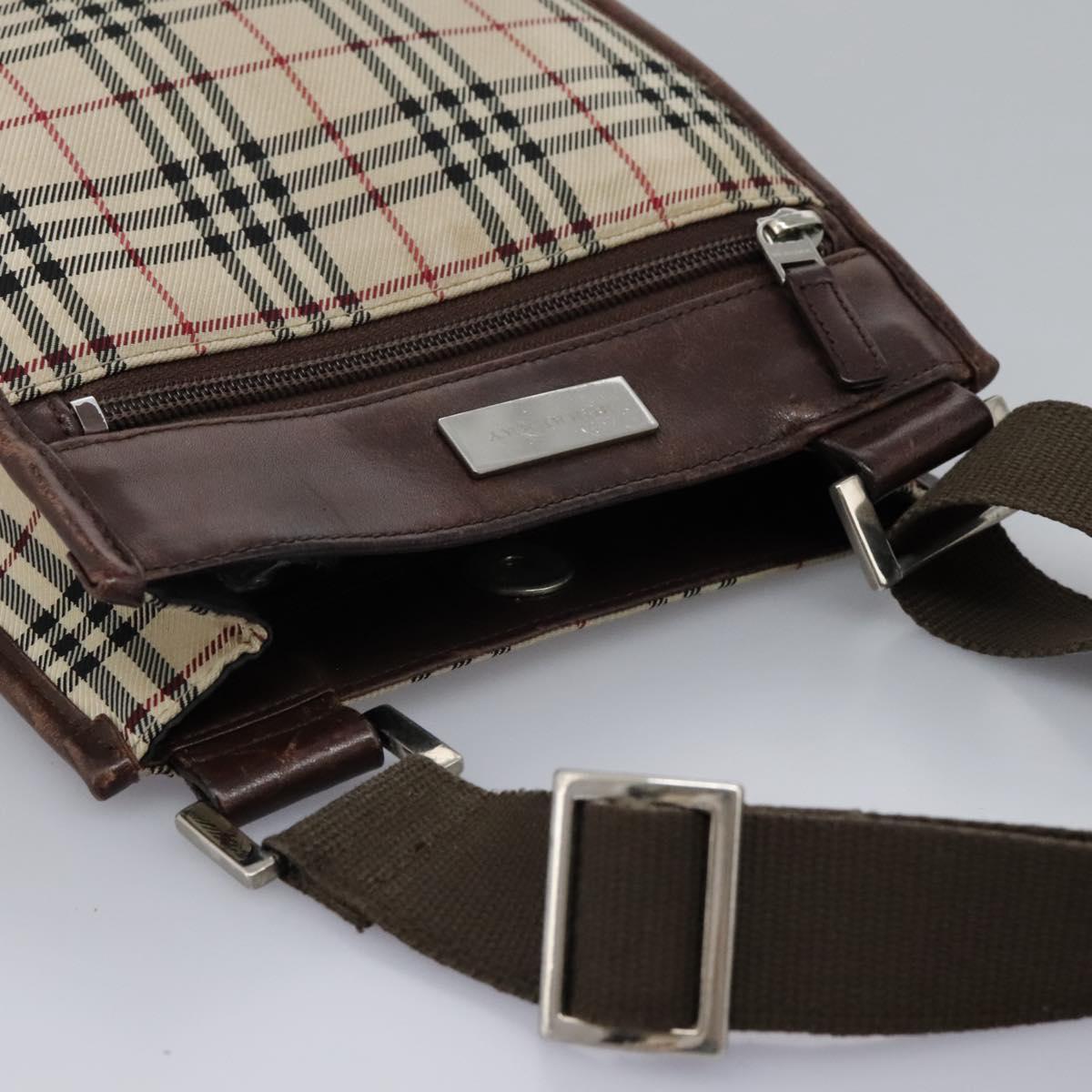 BURBERRY Nova Check Shoulder Bag Canvas Beige Auth BD829