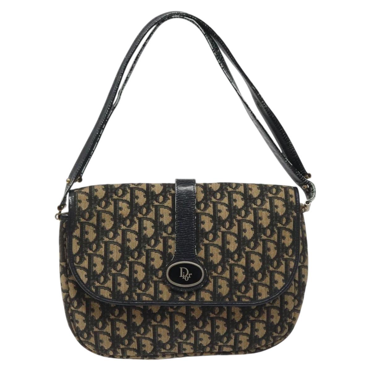 Christian Dior Trotter Canvas Shoulder Bag Navy Auth BD835