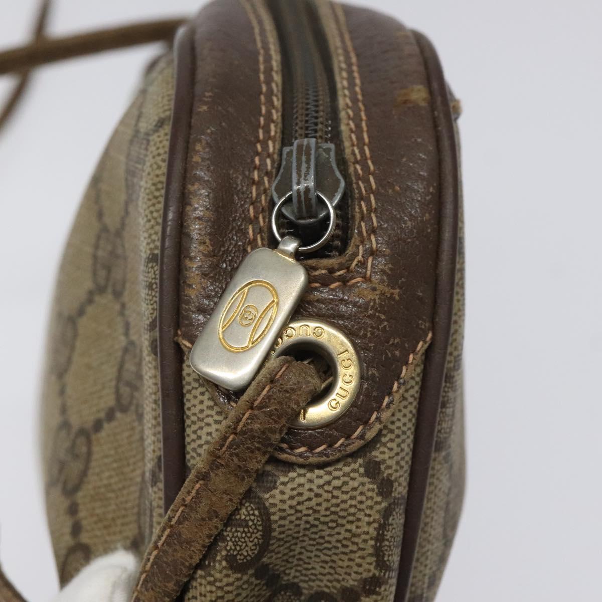 GUCCI GG Supreme Web Sherry Line Shoulder Bag PVC Beige 156 02 066 Auth BD867