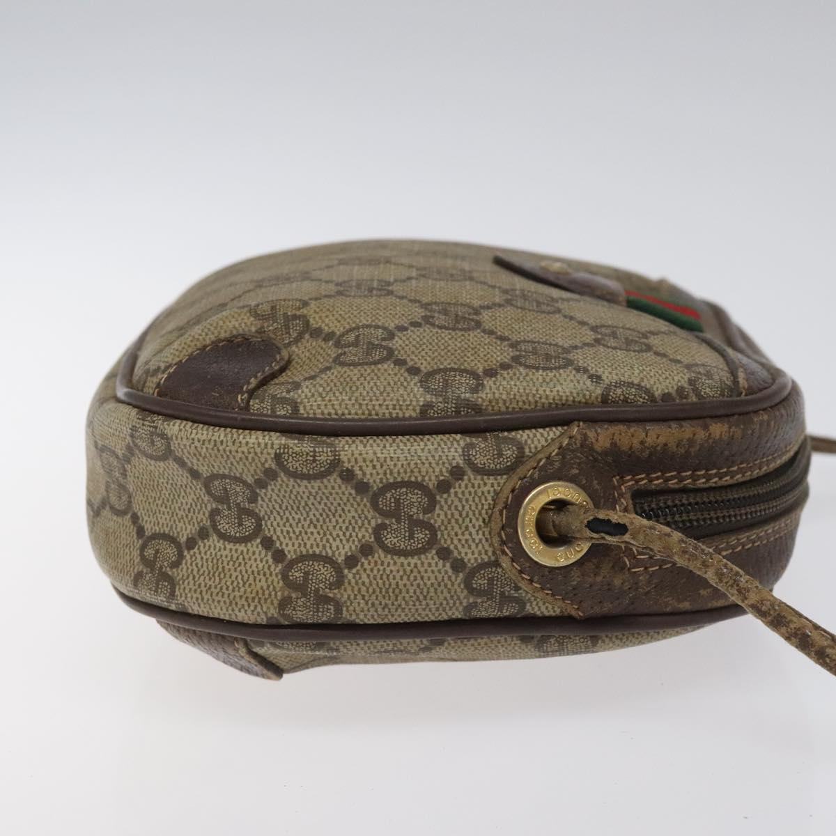 GUCCI GG Supreme Web Sherry Line Shoulder Bag PVC Beige 156 02 066 Auth BD867