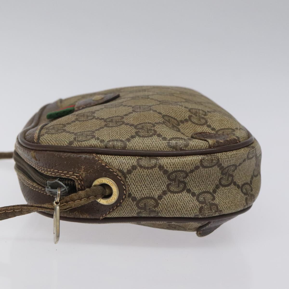 GUCCI GG Supreme Web Sherry Line Shoulder Bag PVC Beige 156 02 066 Auth BD867