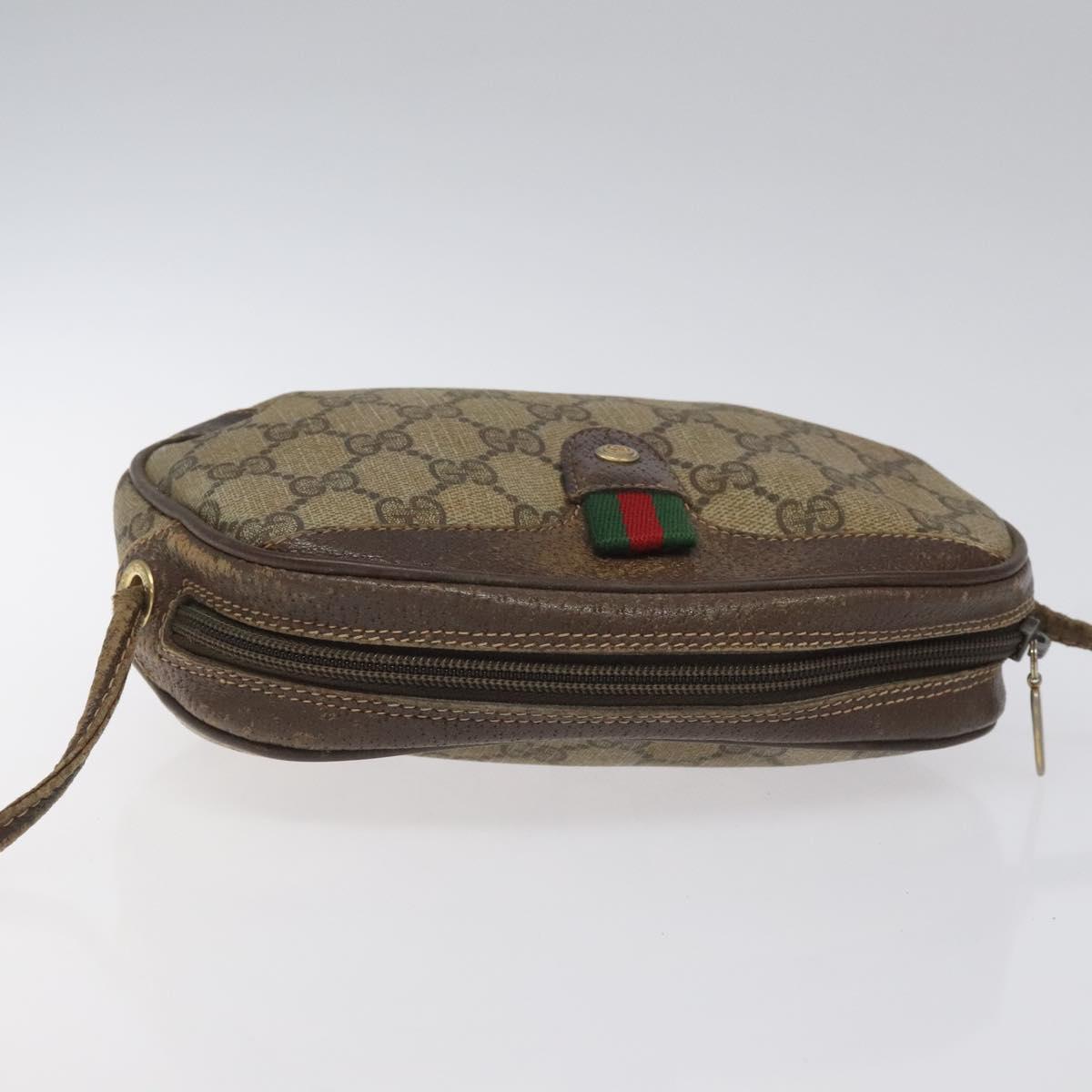 GUCCI GG Supreme Web Sherry Line Shoulder Bag PVC Beige 156 02 066 Auth BD867