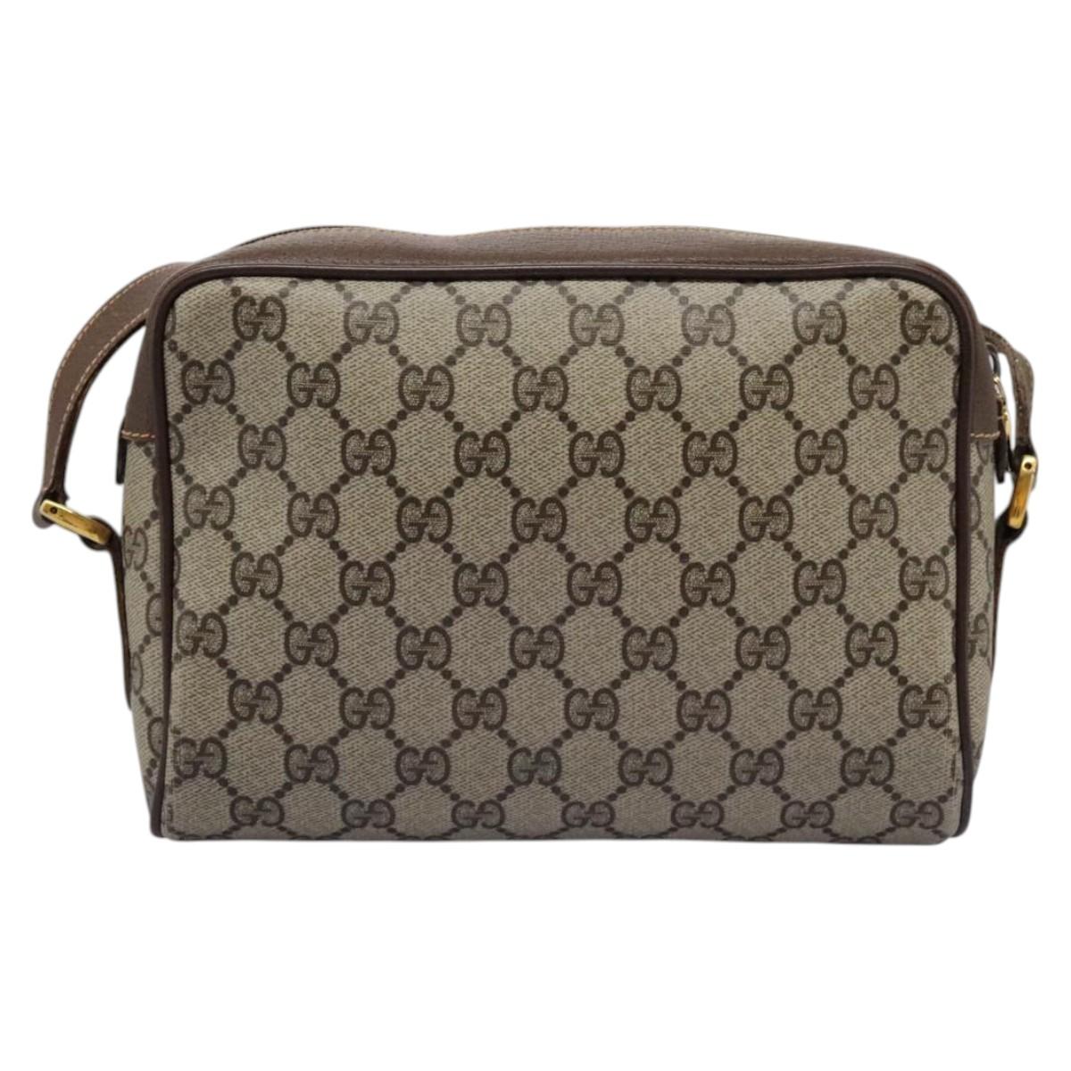 GUCCI GG Supreme Web Sherry Line Shoulder Bag PVC Beige 56 02 087 Auth BD868