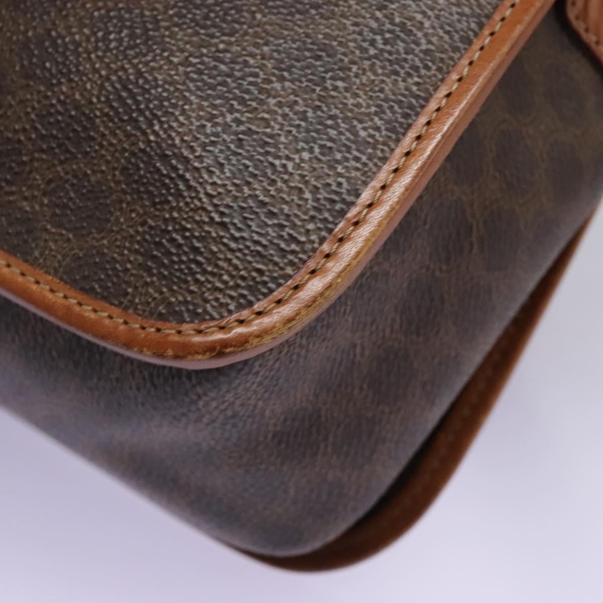 CELINE Macadam Canvas Shoulder Bag PVC Leather Brown Gold Auth BD871