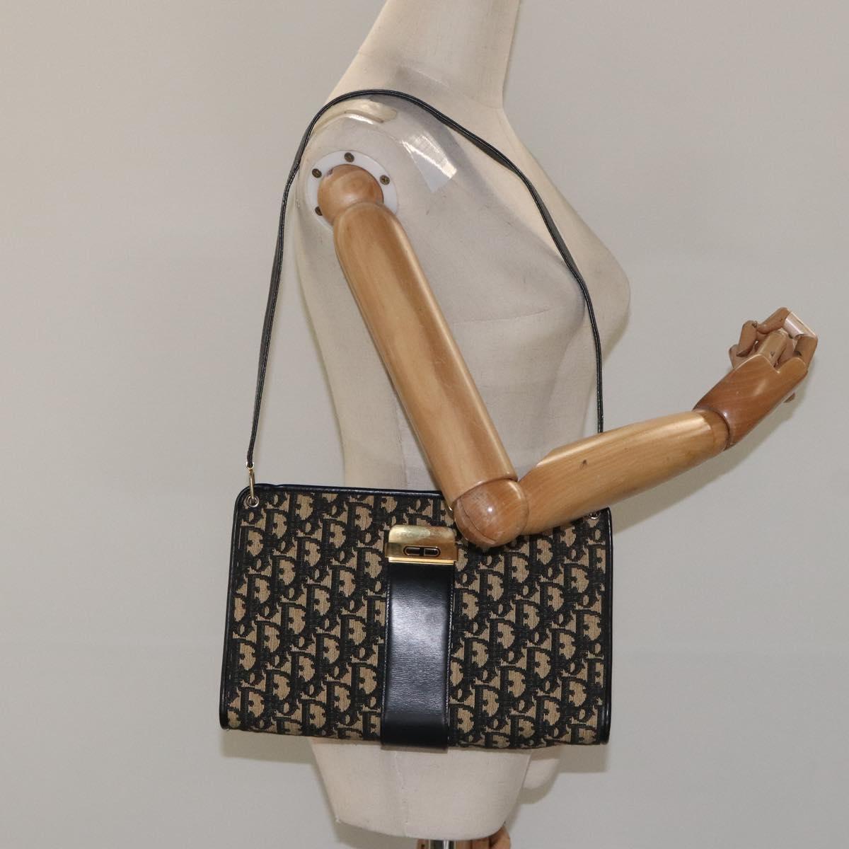 Christian Dior Trotter Canvas Shoulder Bag Navy Auth BD892