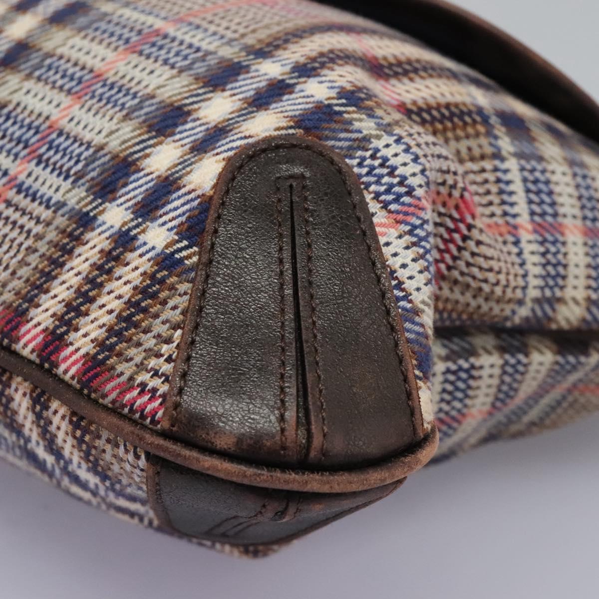 BURBERRY Nova Check Blue Label Shoulder Bag Canvas Beige Auth BD899