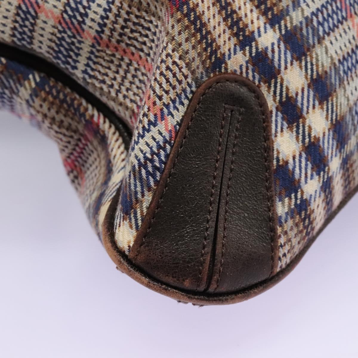 BURBERRY Nova Check Blue Label Shoulder Bag Canvas Beige Auth BD899